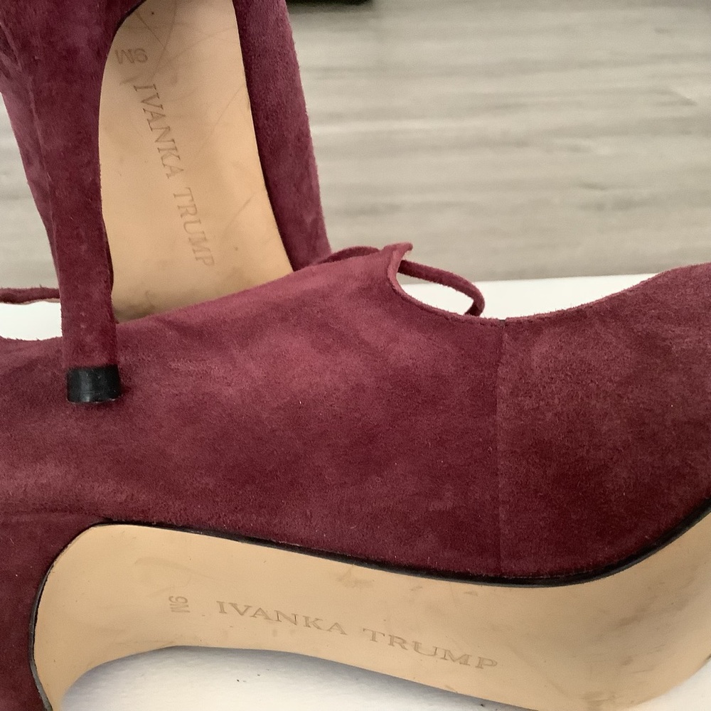 Ivanka Trump Burgundy Lace-Up Heels - Picture 6 of 7